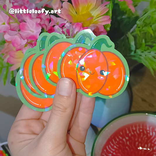 Kawaii Pumpkin | Holographic Stickers