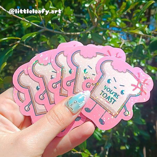 Angry Toast | Holographic Stickers