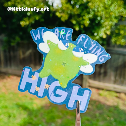 Flying High Froggy | Holographic Stickers