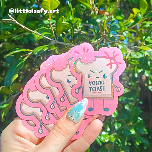 Angry Toast | Holographic Stickers
