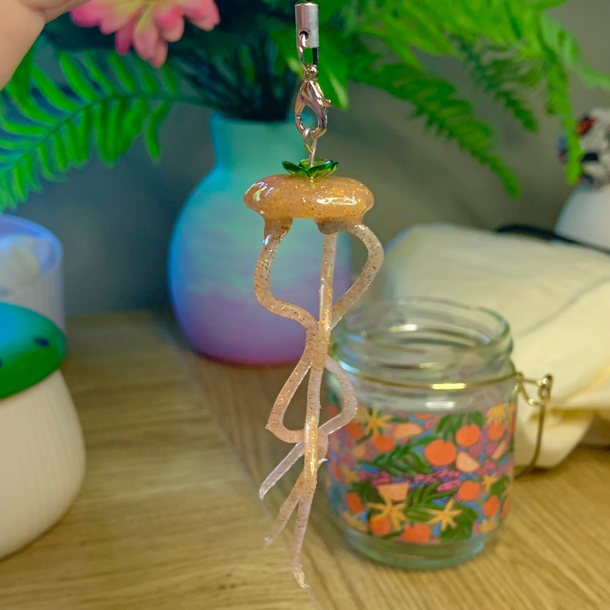 Decorative jellyfish charm with a glass jar 